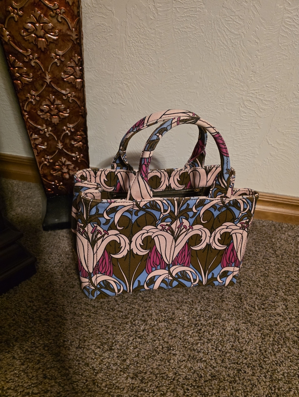 PRADA Flower Canapa PM Hand Bag Canvas 2way/ EUC - Picture 3 of 12